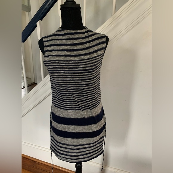 NWOT Left Coast by Dolan Black and Gray Striped Mini Dress - Picture 2 of 8